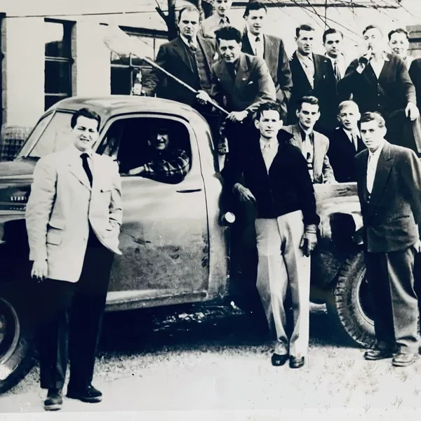 Vintage family photo representing four generations of masonry heritage